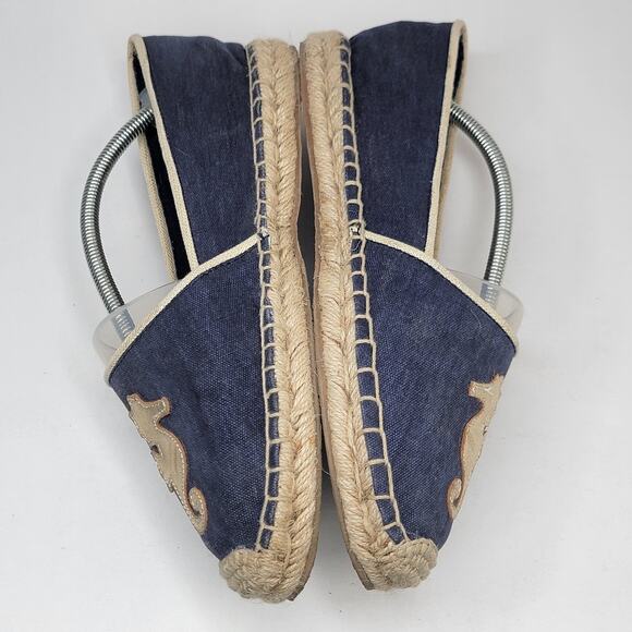 Lilly Pulitzer Lia Espadrille 9M Navy Gold Seahorse Slip On Casual Vacation - Picture 7 of 11